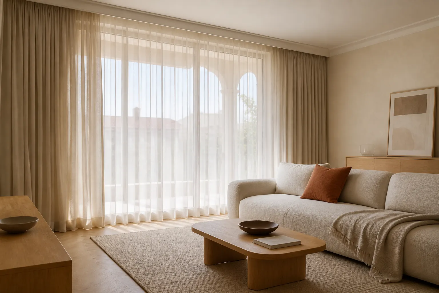 Warm residential window furnishing inspiration